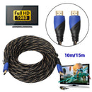 3m/15m Long HDMI-compatible 1.4 Cable AV 1080P HD 3D Gold Plated Connection New Braided Male cables for PS3 Xbox HDTV