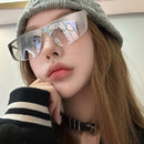 Metal old money style one-body sunglasses 2025 new sunglasses round face slimming high-end Korean sunglasses