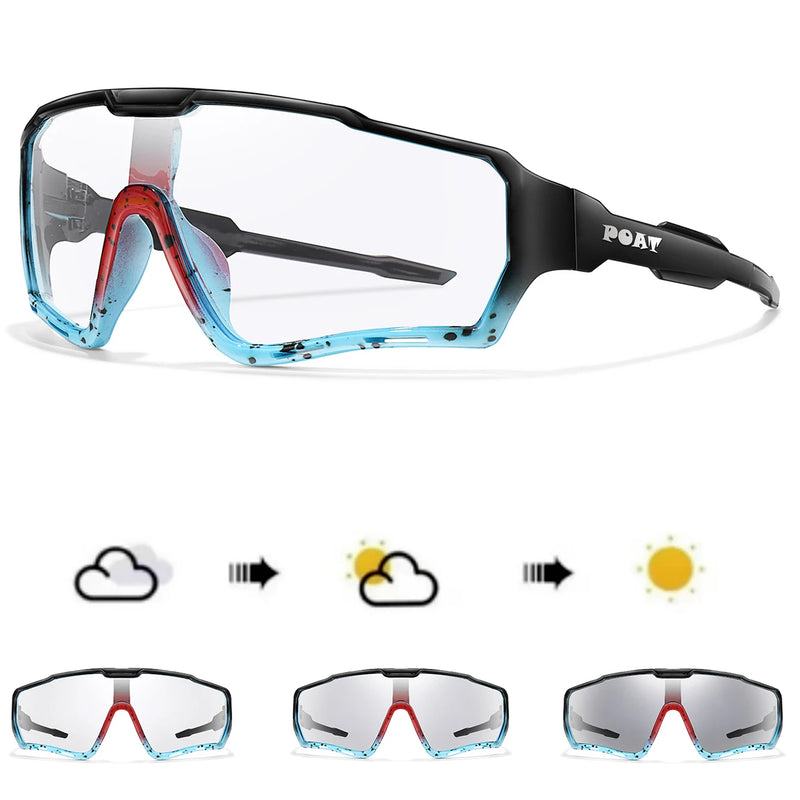 Óculos de sol fotocromáticos de marca POAT, Novo estilo, esportivo, para homens e mulheres, MTB, bicicleta, ciclismo, pesca, corrida