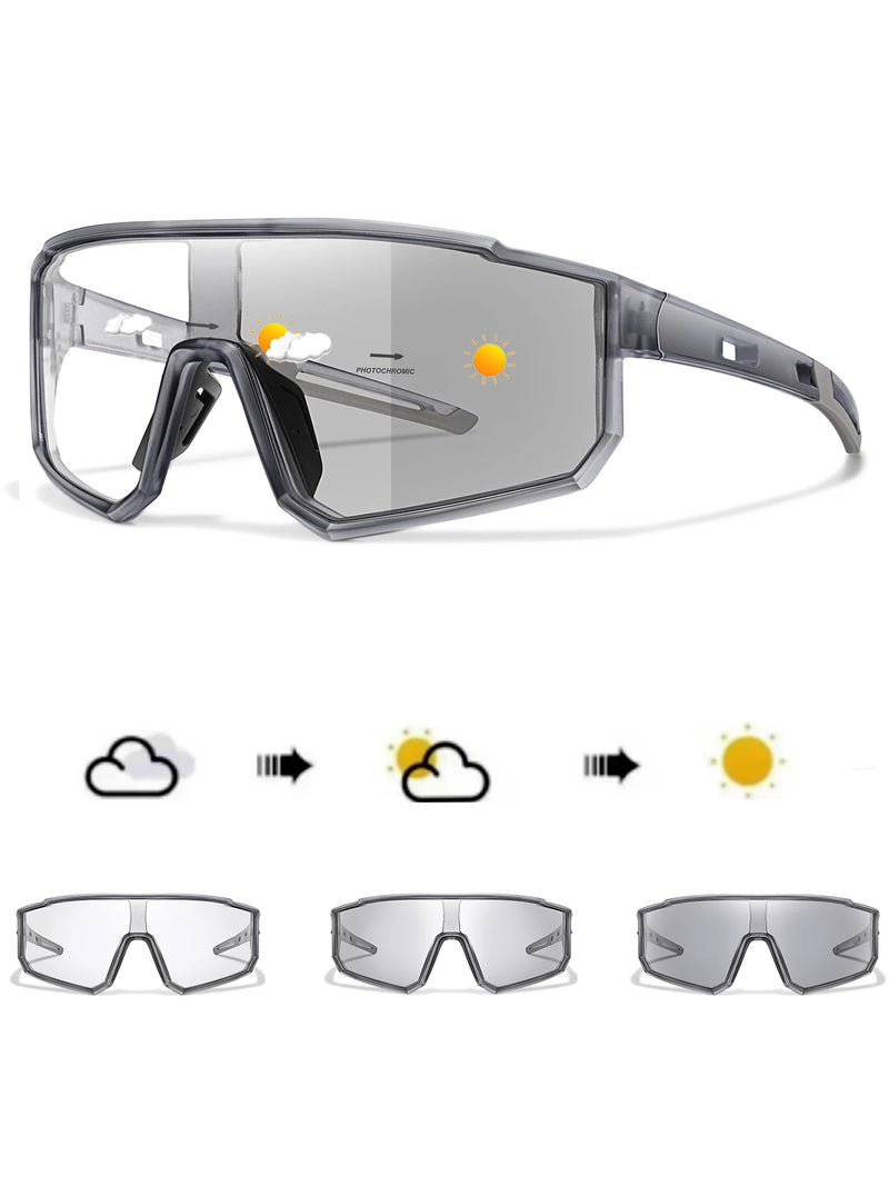 Óculos de ciclismo fotocrômicos de marca de novo estilo, masculino e feminino, MTB, corrida, pesca, ciclismo, óculos confortáveis com proteção UV400
