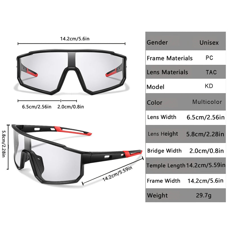 Óculos de ciclismo fotocrômicos de marca de novo estilo, masculino e feminino, MTB, corrida, pesca, ciclismo, óculos confortáveis com proteção UV400