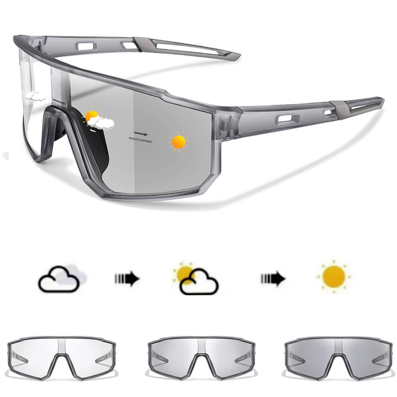 Óculos de ciclismo fotocrômicos de marca de novo estilo, masculino e feminino, MTB, corrida, pesca, ciclismo, óculos confortáveis com proteção UV400